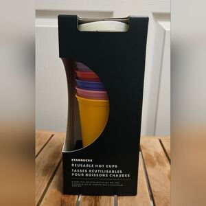 New Unused Starbucks Reusable Hot Cups 6ea 16 Oz Cups With Lids